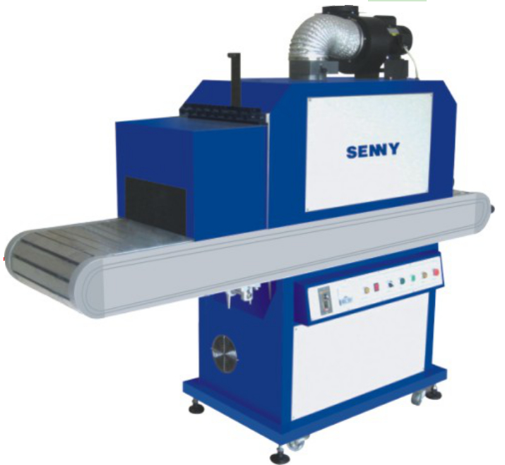 Máquina de curado UV200RF para contenedores de plástico con cinta de acero inoxidable